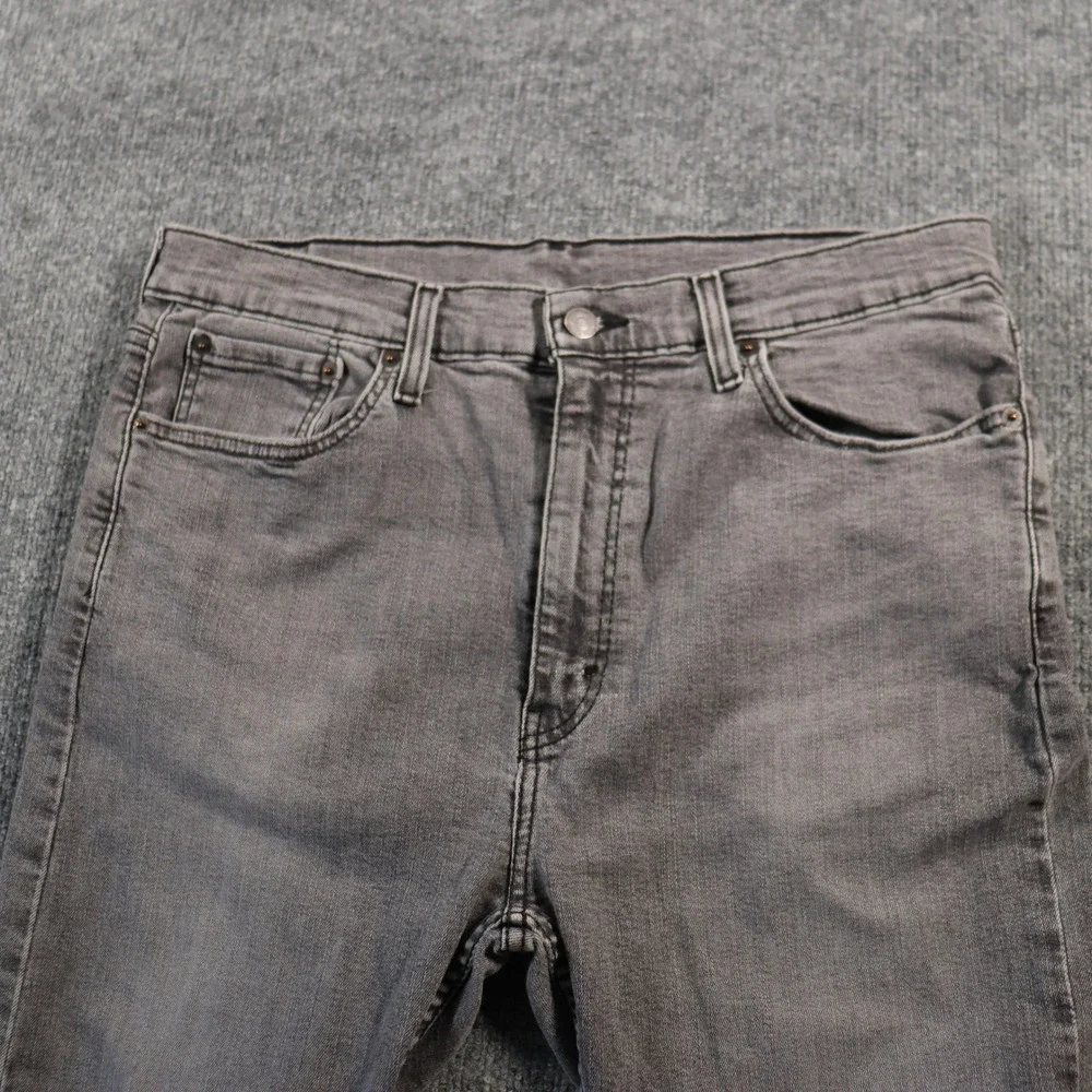 Levis 510 Skinny Jeans Mens 36x32 Grey Denim Cotton Stretch Black Zip Skater Emo